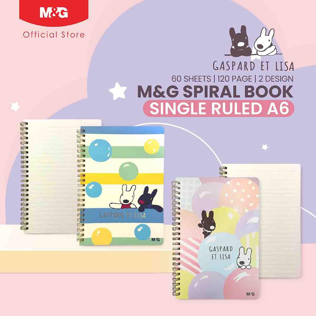 

M&G GASPARD ET LISA DOUBLE SPIRAL NOTEBOOK LINE INNER PAGE A6 ( 60 SHEETS ) QPNDC008 Ukuran 142X205mm