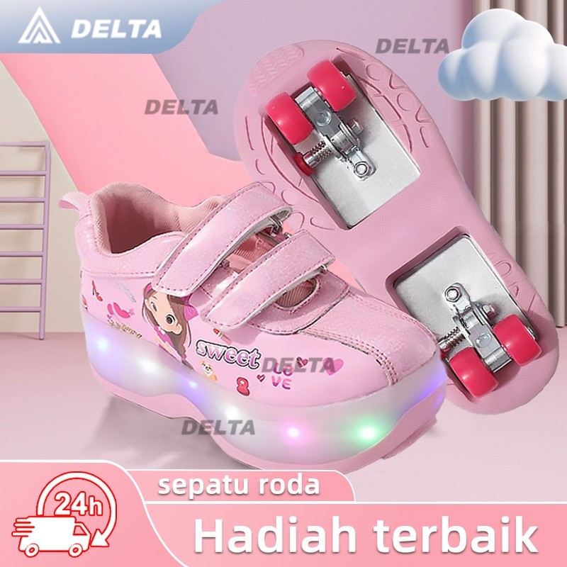 【DELTA】sepatu ada rodanya sepatu roda anak perempuan roda 4 sepatu roda anak perempuan 5 tahun