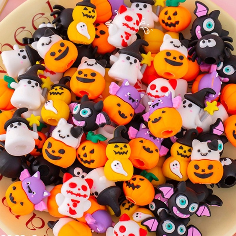 

10Pcs Halloween Pencil Caps Chewing-proof Silicone Pencil Tip Protector Stocking Fillers for Student K1KF