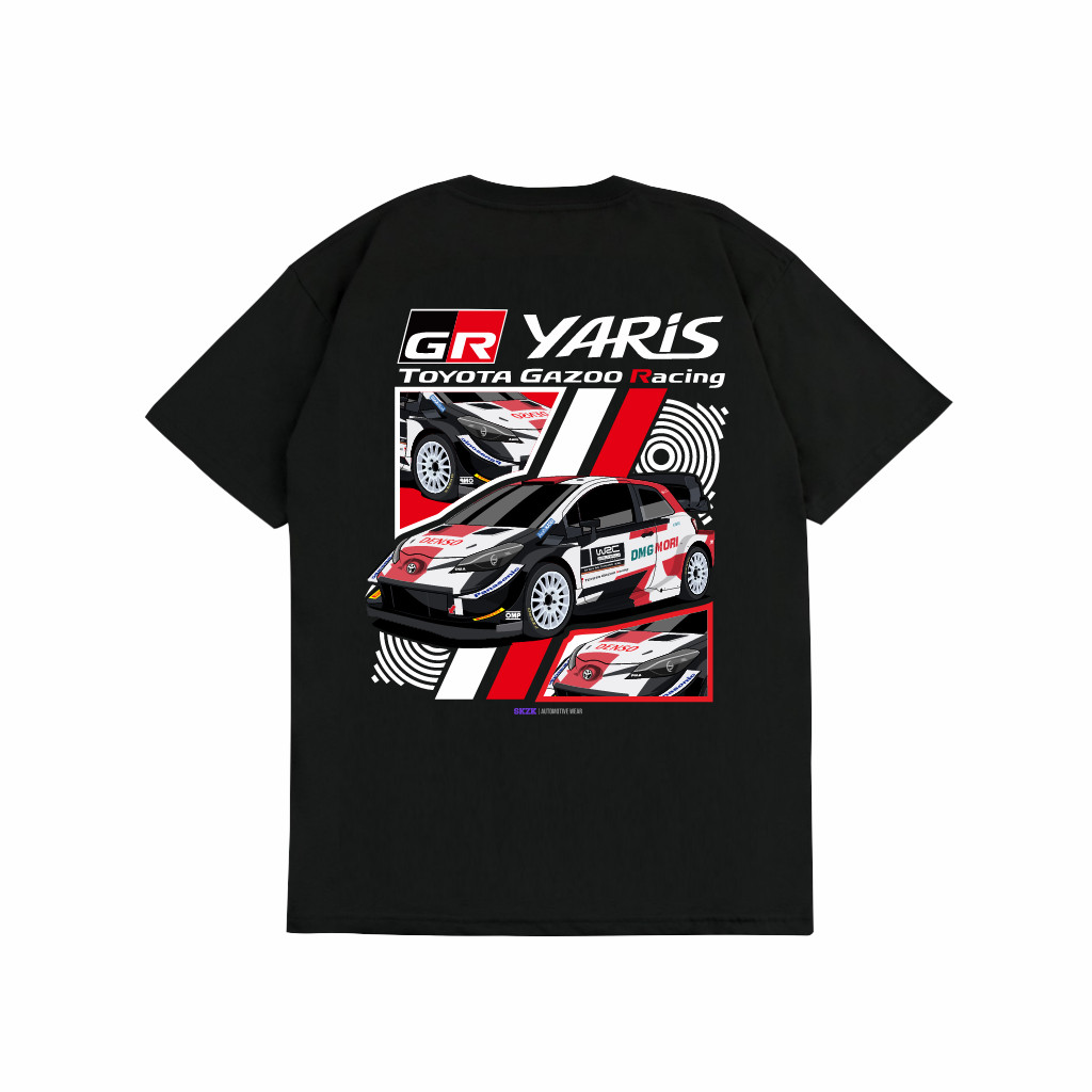 SAKAZUKI Kaos Baju T shirt Distro Unisex Gambar Mobil TOYOTA YARIS GAZOO RACING Otomotif Original