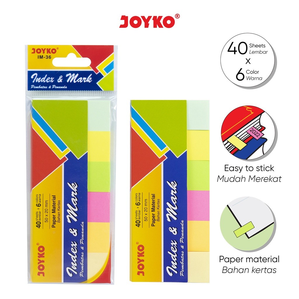 

Index & Mark Penanda Pembatas Joyko IM-36 Kertas - Sticky Note Page Markers Flags Index