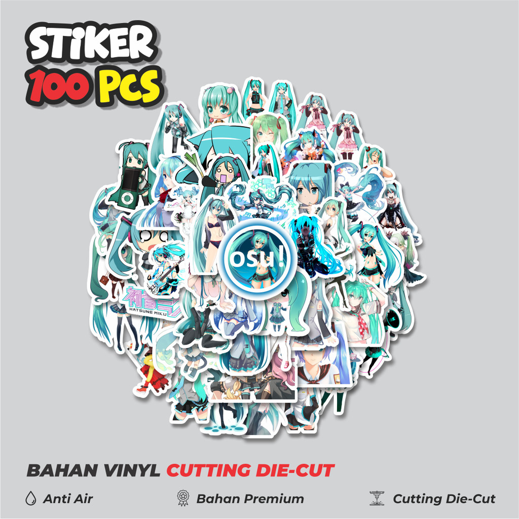 

Terbaru! 50 pcs Stiker Music Series Hatsune Miku Mix 6 Dekorasi Lucu Kreatif untuk Notebook, Skateboard, HP