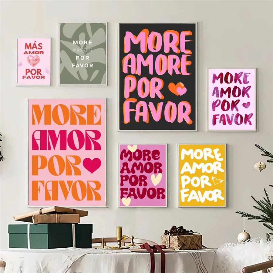 

More Amor Por Favor Good Quality Canvas Prints and Posters Vintage Room Home Bar Cafe Decor Aesthetic Art Wall Painting
