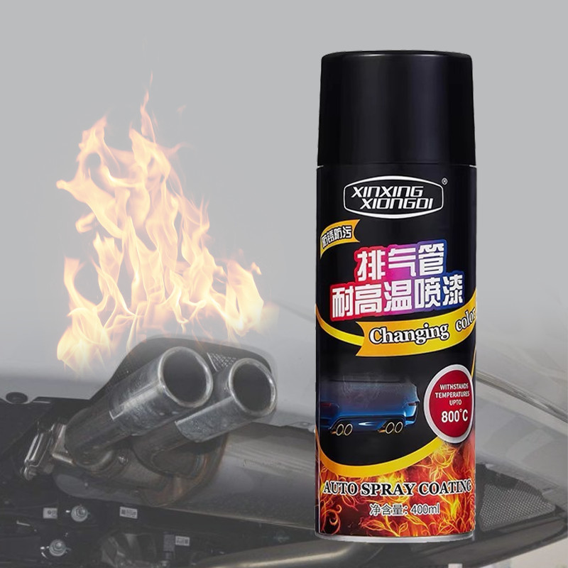 400ml Penghitam motor Penghitam body motor dan mobil permanen 800°C Cat Anti Panas Knalpot Cat Hi Te