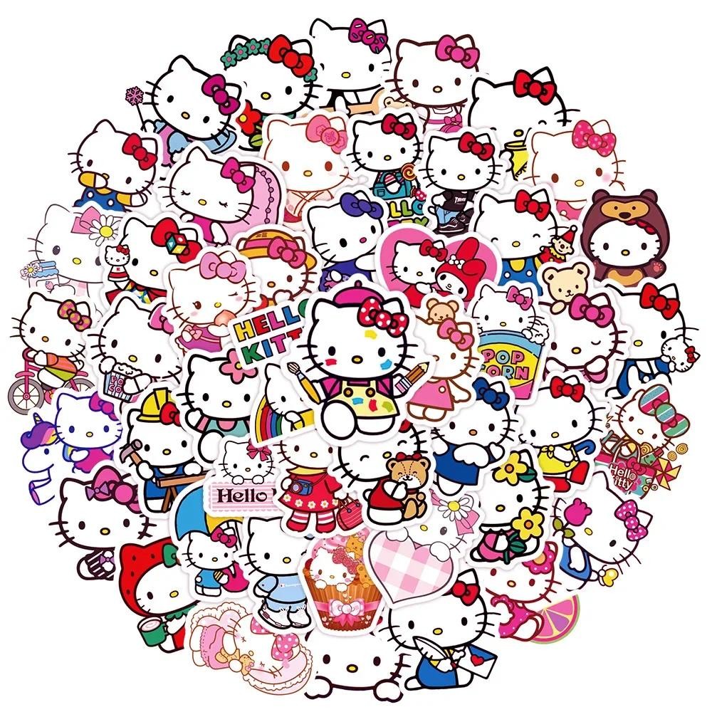 

50Pcs Cartoon Hello Kitty Stickers Skateboard Bicycle Guitar Laptop Scrapbooking Cute DIY Waterproof Sticker for Kid Toy
