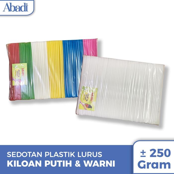 Terbaru Sedotan Plastik Warna Warni / Putih Kombinasi Lurus Kiloan Isi 250 Pcs - Putih