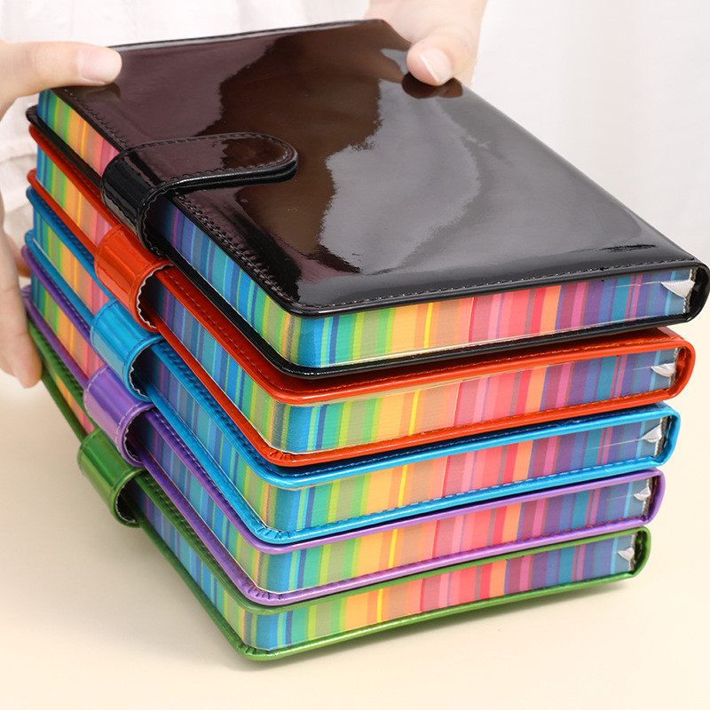 

Laser Iridescent Leather Notebook, Buckle and Loose Leaf Thick Notebook, Premium Business Notebook, Student Diary Gift
