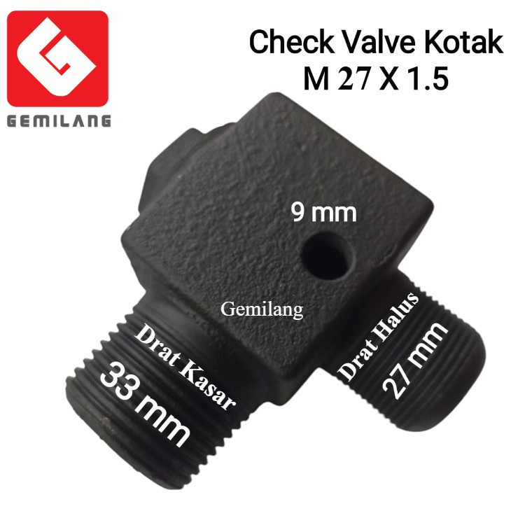Check Valve Kompresor Kotak Drat  Ukuran M27 X 1.5 Type 3 Hp dan 5 Hp