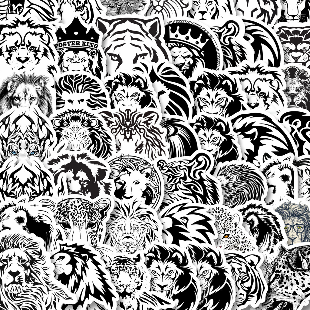 

Stiker Cutting Pack Stiker Black And White Big Cat Head Design Mix [Desain Kepala Kucing Besar Hitam Putih]Isi 100Pcs Series Aesthetic Lucu Keren Untuk Koper Bahan Vynil
