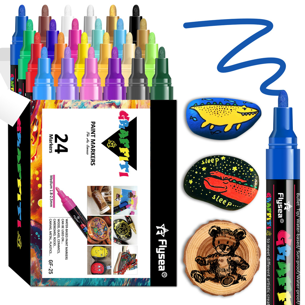 

12/18/24Pcs/Set Acrylic Graffiti Marker for Fabric, Canvas, Rock, Glass, Wood, Medium Tip, Art Supplies，Figure drawing