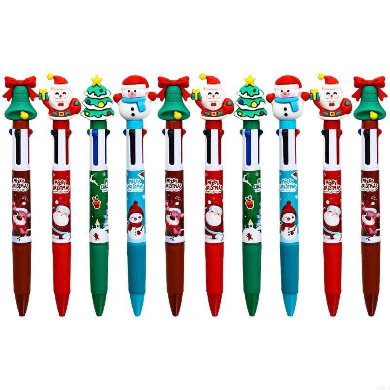 

Retail/Drop Shipping 10Pcs Christmas Themed Multicolor Ballpoint Pen Retractable Multicolor Pen 4 Color-in-1 Ballpoint Pen for