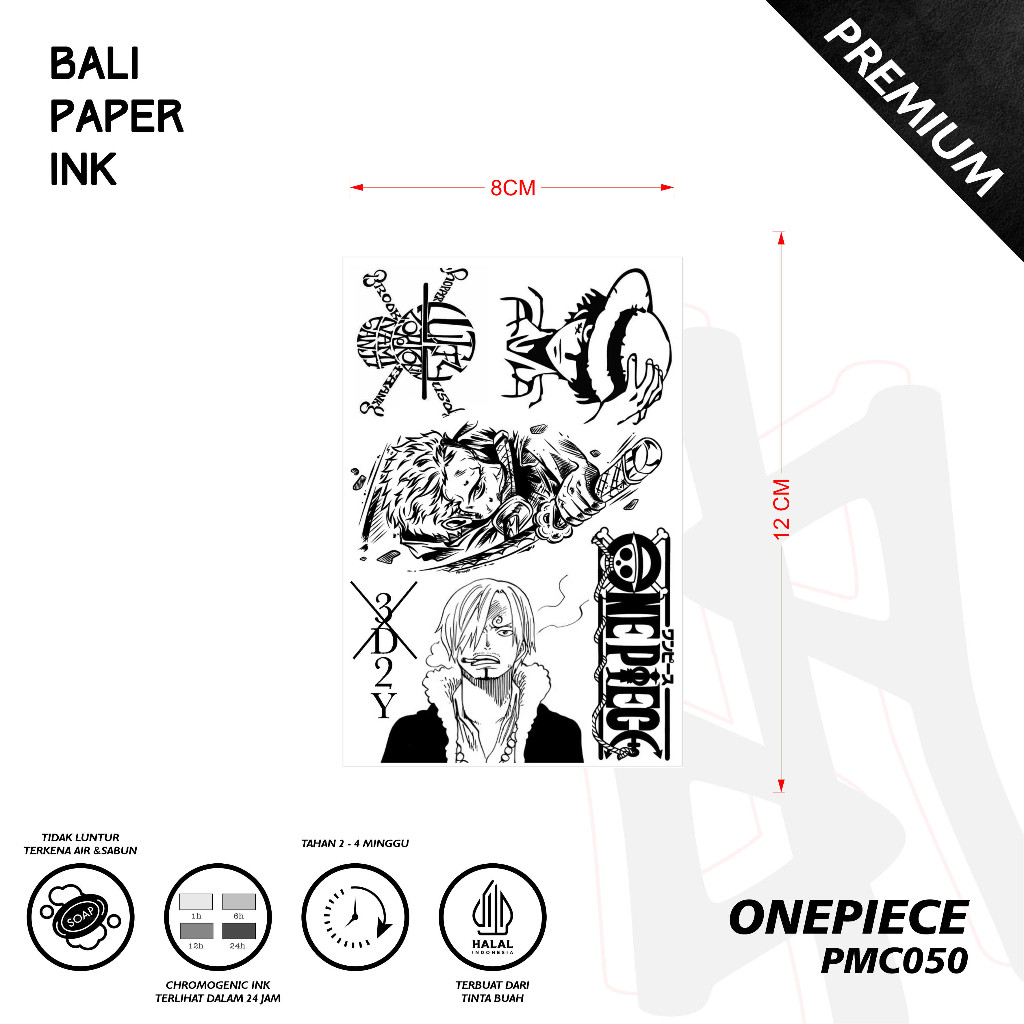 Bali Paper Ink PMC050 One Piece Set Fruit Ink Tatto Temporary Premium Tato Temporer