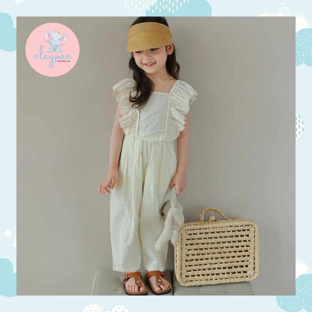 Setelan Anak Perempuan 2-7 tahun Set Baju Model Ikat Pita Belakang Celana Culotte Kulot Brokat Crop 