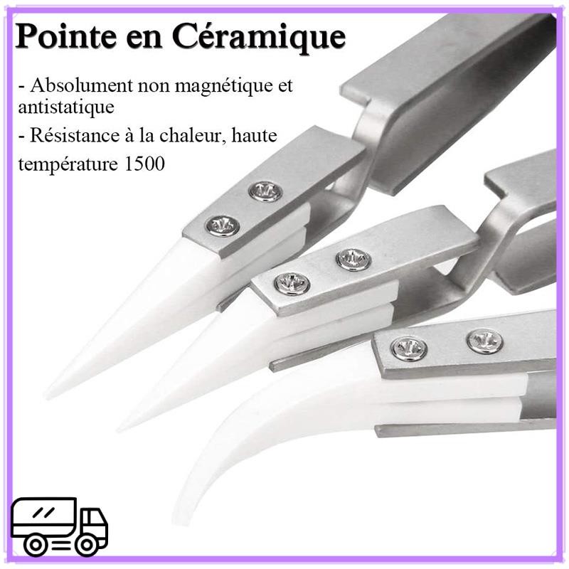 High Quality 3 Pack Antistatic  Tweezers Tweezers Inverted Tweezers Precision Heat Resistant Tweezer