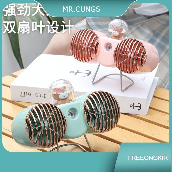 Nano Spray Dengan 2 Kipas Pendingin Penyegar udara Portabel Mini Spray Dual Fan Rechargeable Bahan :