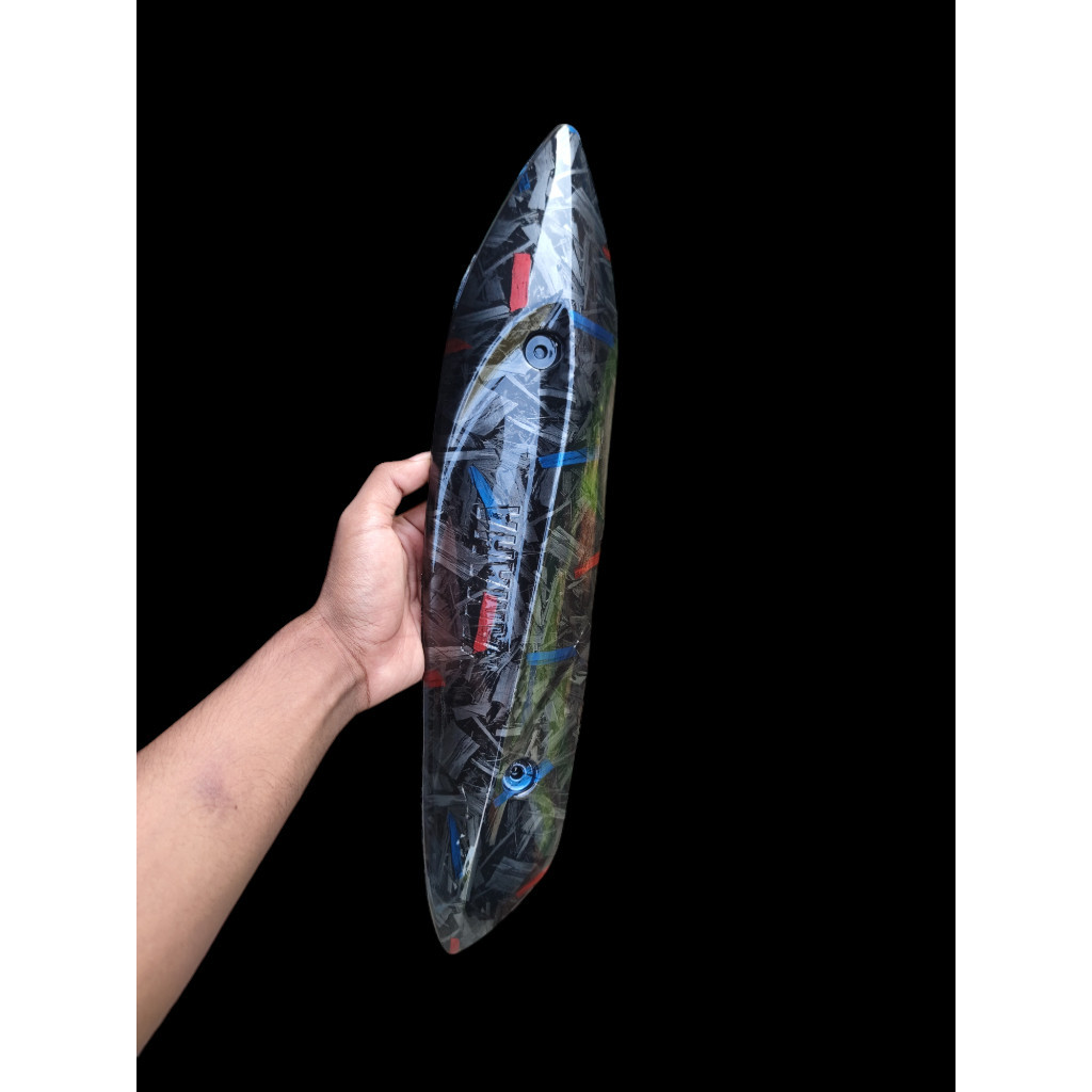 Forged merah biru Tutup tameng knalpot mio sporty mio smile AES VARIASI 27