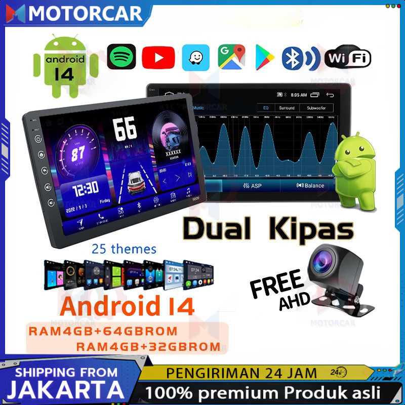 Dual Kipas 8g+128g Ips Screen Head Unit 7/9/10 Inch Car Android 14 Navigasi Untuk Toyota Daihatsu Mi