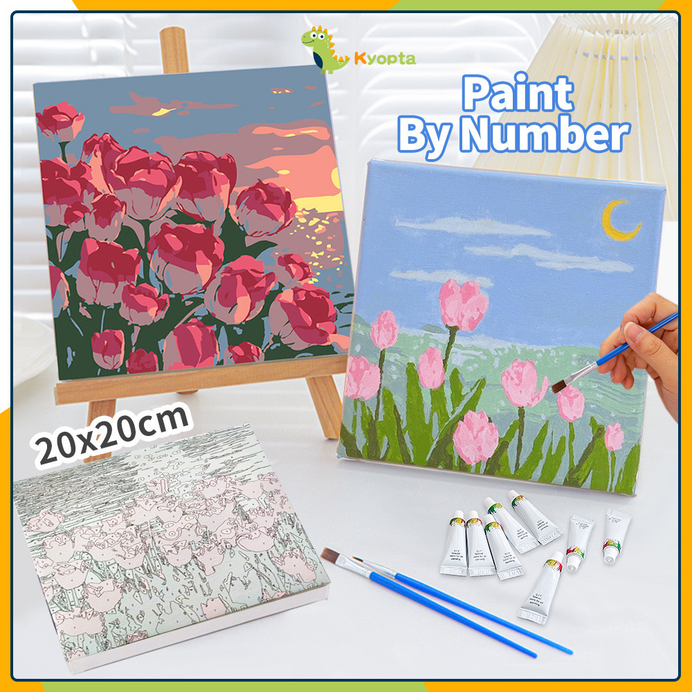

Kyopta 20x20cm Paint by Number Aesthetic Series DIY Digital Painting Kit Kanvas Painting