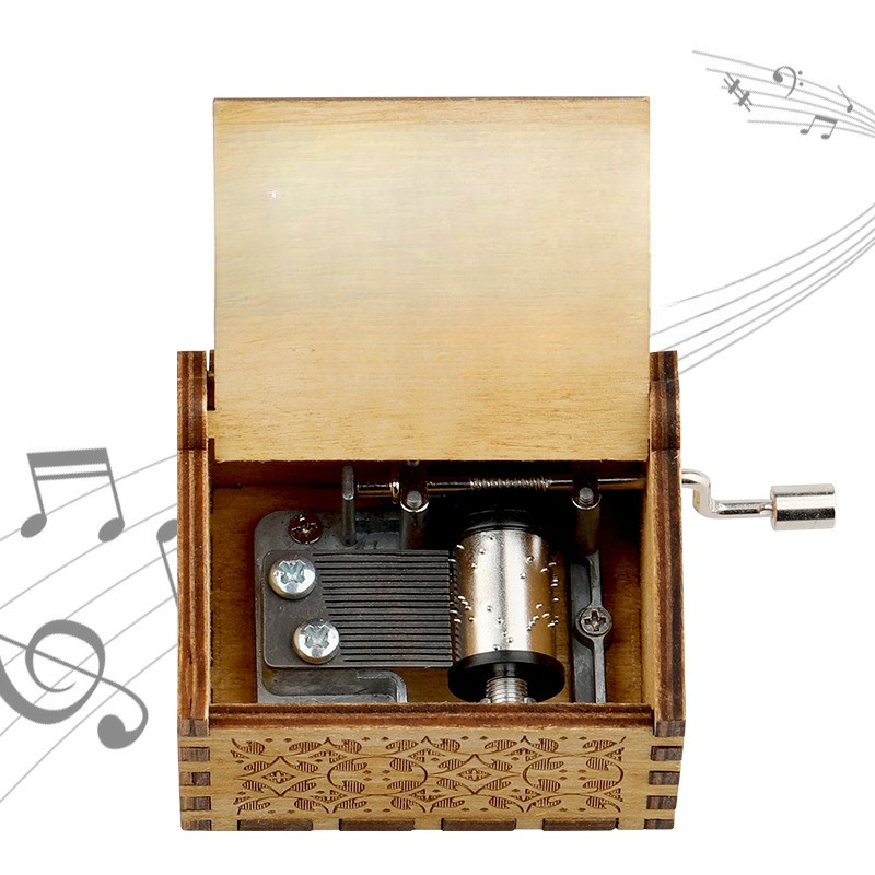 VIP Custom Printing Music Box Wooden Wind Up Photo Text Music Box Leave Message