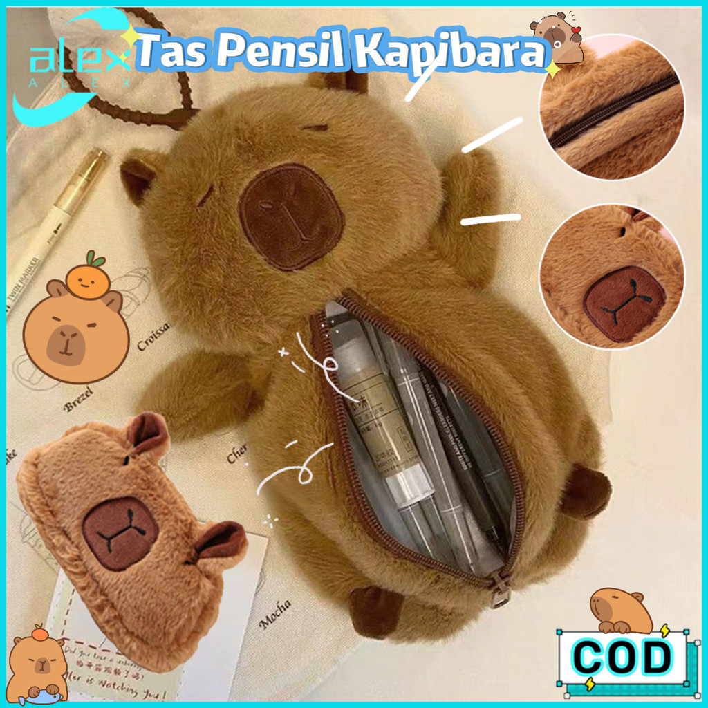 

Tas Pensil kapasitas besar Tas Pensil Kapibara Kotak Pensil Lucu Tempat Pensil Tas Penyimpanan