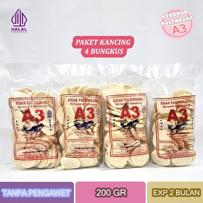 

Emama.store Paket Kancing Super 4 Bungkus 800gr Kerupuk Asli Palembang