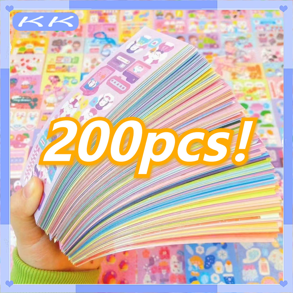 

200Pcs Sticker Berbagai Kartun Shiny Stiker Lembar/Mahasiswa DIY Hias Bahan Stiker/Colorful Cartoon Cute Stiker Alat Tulis