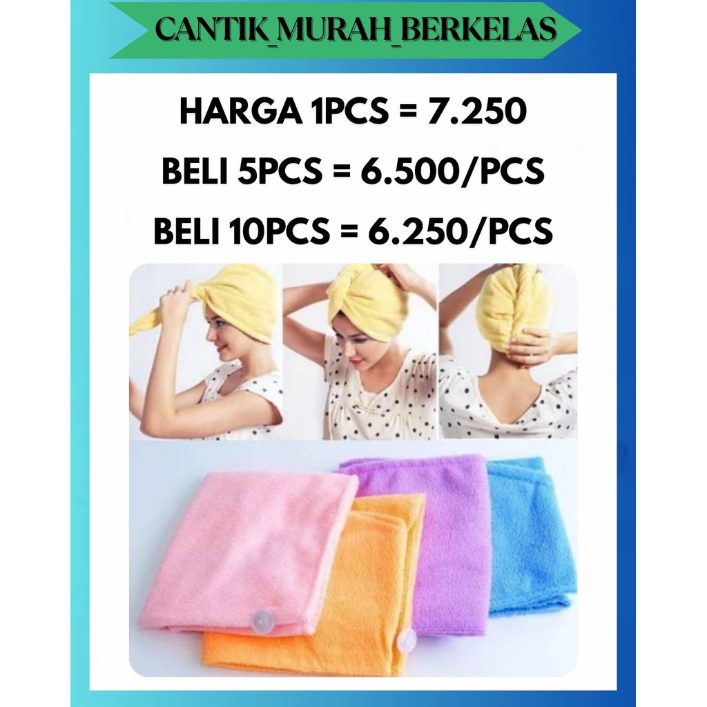 CMB HANDUK TURBAN KERAMAS CORAL VELVET UNTUK MENGERINGKAN RAMBUT PATEN KALI