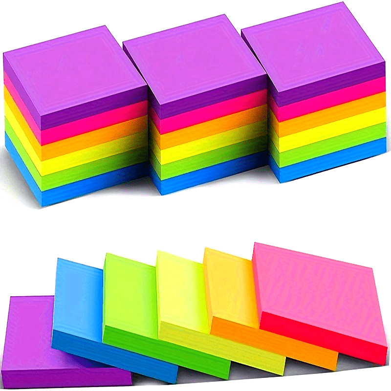 

300/600pcs Vibrant Assorted Sticky Notes, Perfect for Office, School, Note-Taking & Reminders, for Students, Teachers & Pros