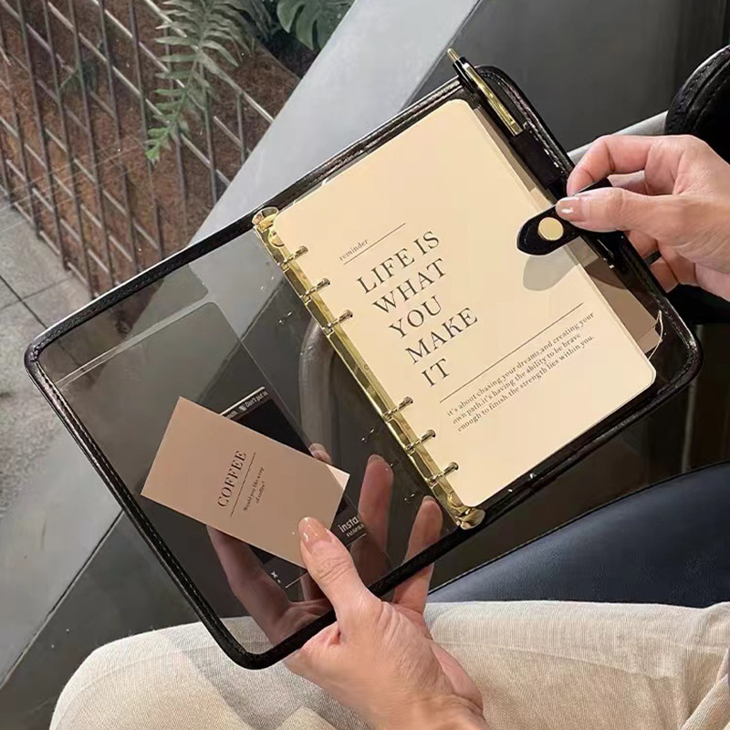 

Semi-transparent Jelly cover 6 Hole Loose-leaf Binder Notebook Diary Agenda Planner business Office School work soft Notepad