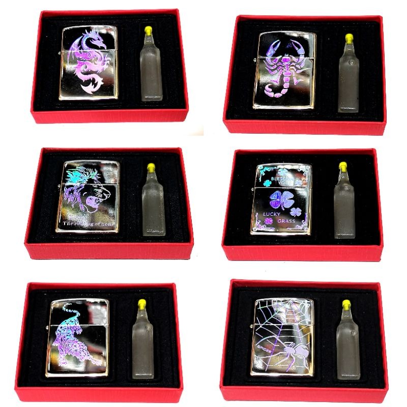 Korek sumbu set + minyak korek api Sumbu set motif