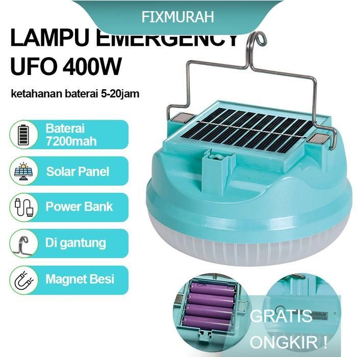 (Baterai Real asli 7200MAH)lampu led emergency ufo 400w /solar panel led/ lampu emergency gantung la