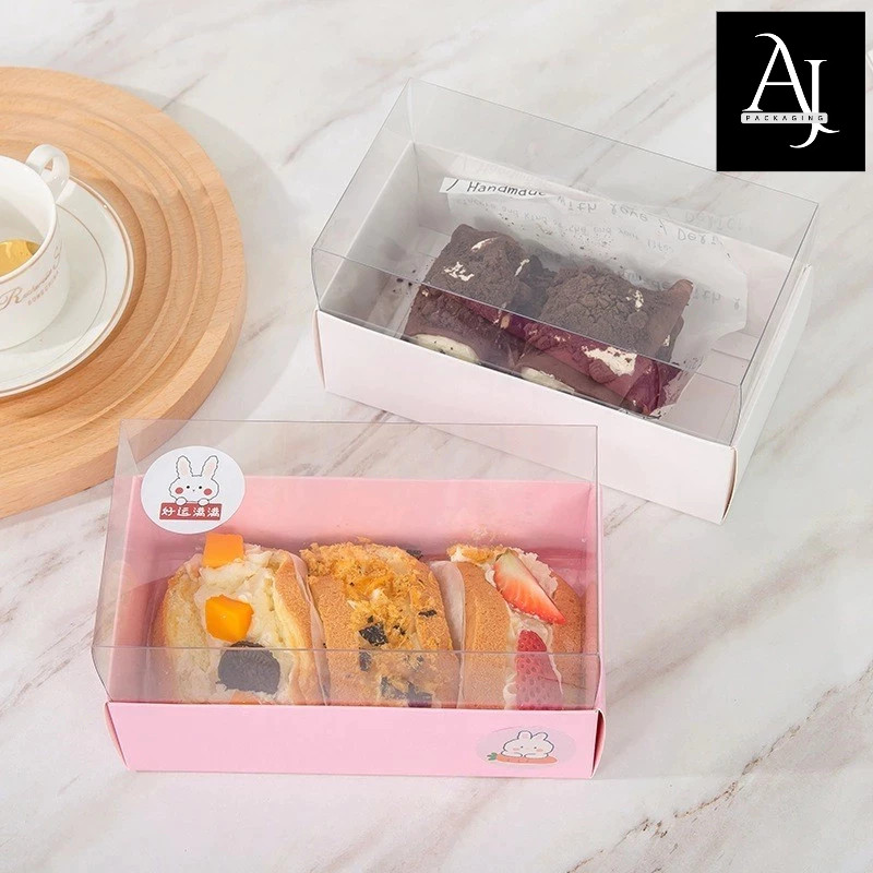 [Satuan] Box Premium Transparan Mika Cake Roll Cromboloni / Box Kue Bolu Gulung Cake Mika Transparan
