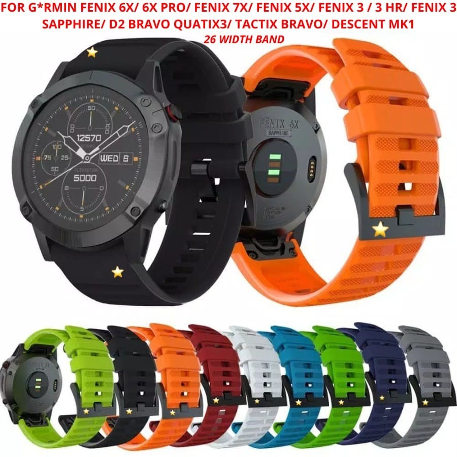 Tali Jam untuk Garmin Fenix 6X Pro Fenix 5X Plus Fenix 3 hr Quatix 3 26mm Strap Band