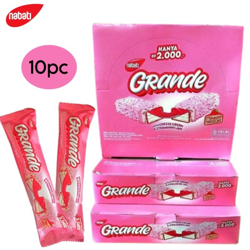 

NABATI GRANDE PINK BOX 10 PCS X 22GR GRAM 2000 CHEESE CREAM STRAWBERRY CHEESE CAKEJAM STROBERI CEMILAN ANAK
