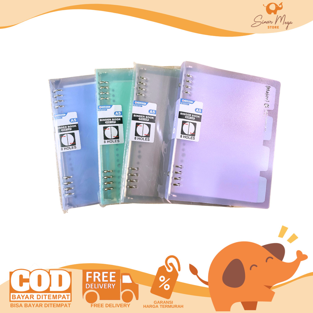 

Squeezy Binder Book Binder Transparan Warna Pastel A5 8 Holes BN-SQA5-3271