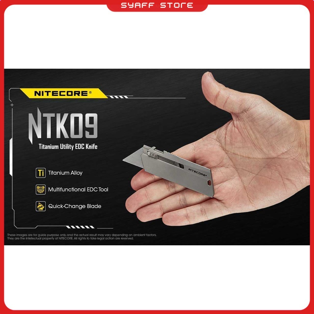 NITECORE Pisau Cutter Quick Change Blade Utility Knife Titanium Alloy - NTK09