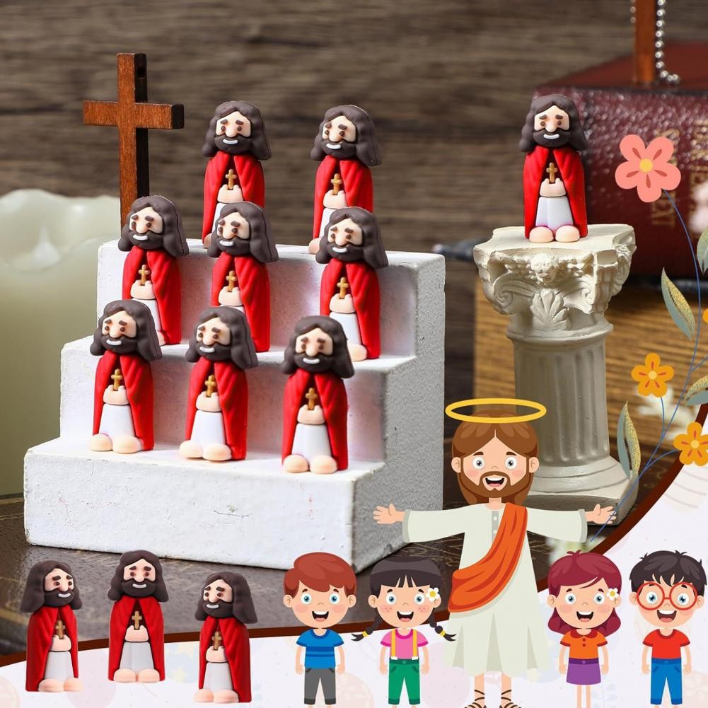 25 Pcs Mini Jesus Dolls Tiny Jesus Figurines Religious Christ Savior Jesus Sculptures for Easter Sun