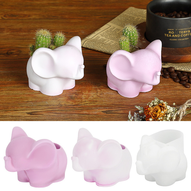 

Cute Elephant Vase Mold Succulent Flower Pot Silicone Mold Gypsum Candle Holders Mould Concrete Resin Pen Holder Planters Molds