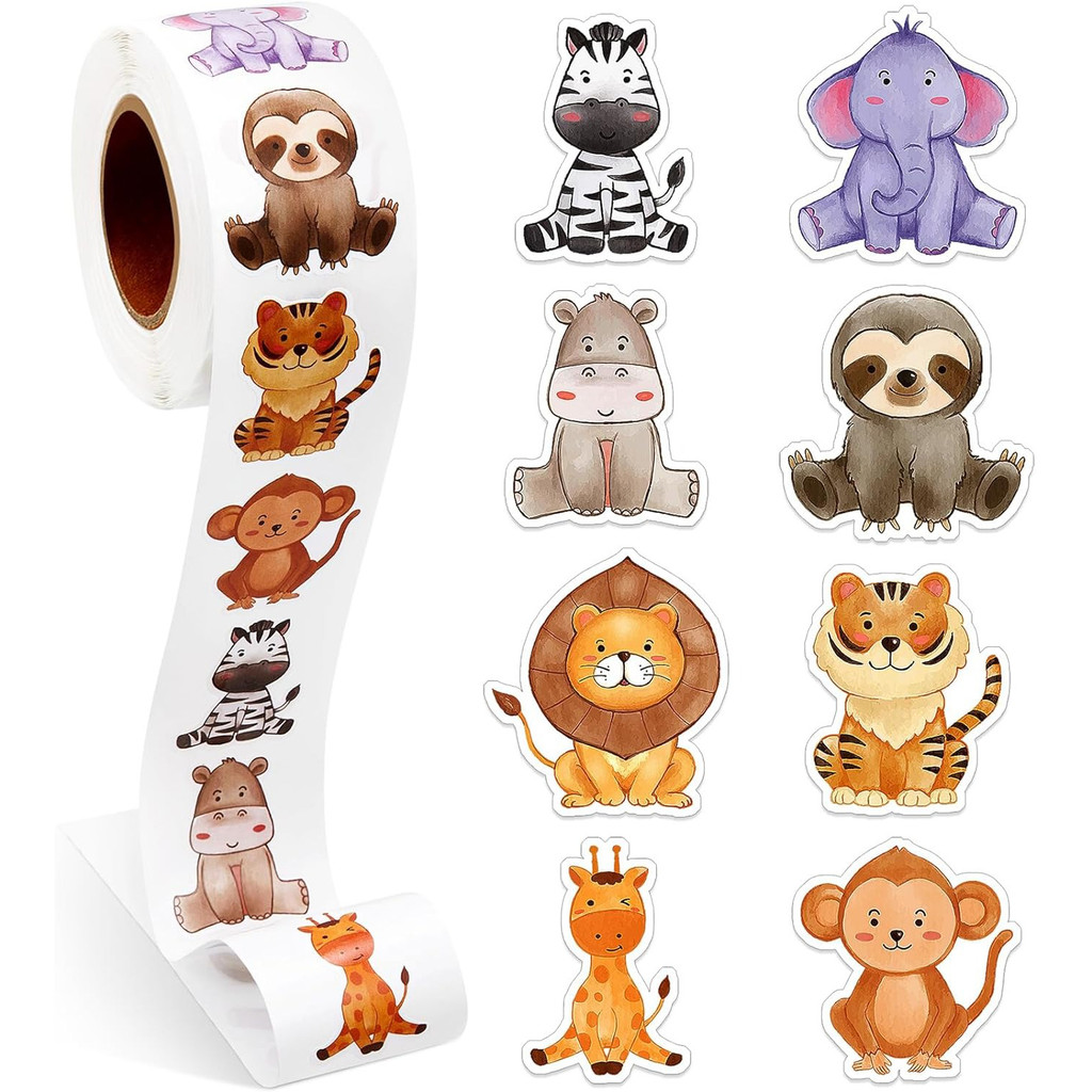 

100-500pcs Animals Cartoon Reward Label Sealing Thank You Sticker Stationery DIY Decoration Scrapbooking School Supplies