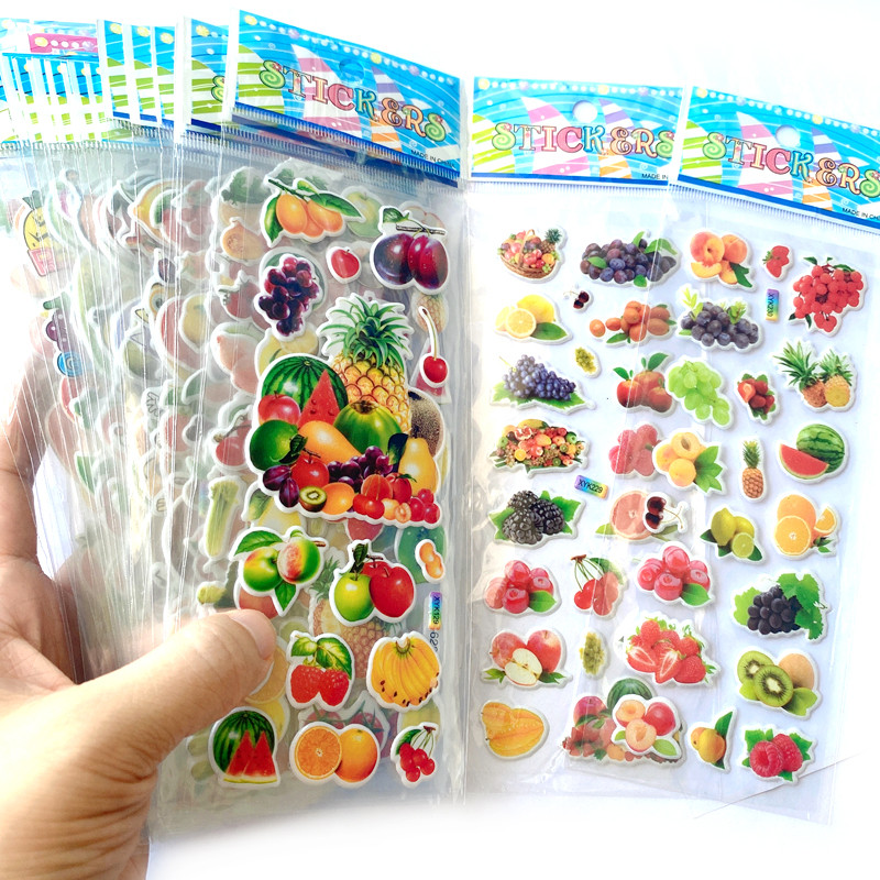 

10 Sheets 3D Puffy Stickers Fruit Vegetable Bulk Stickers Scrapbook Decoration Birthday Festival Gifts for Adult Boy Girl