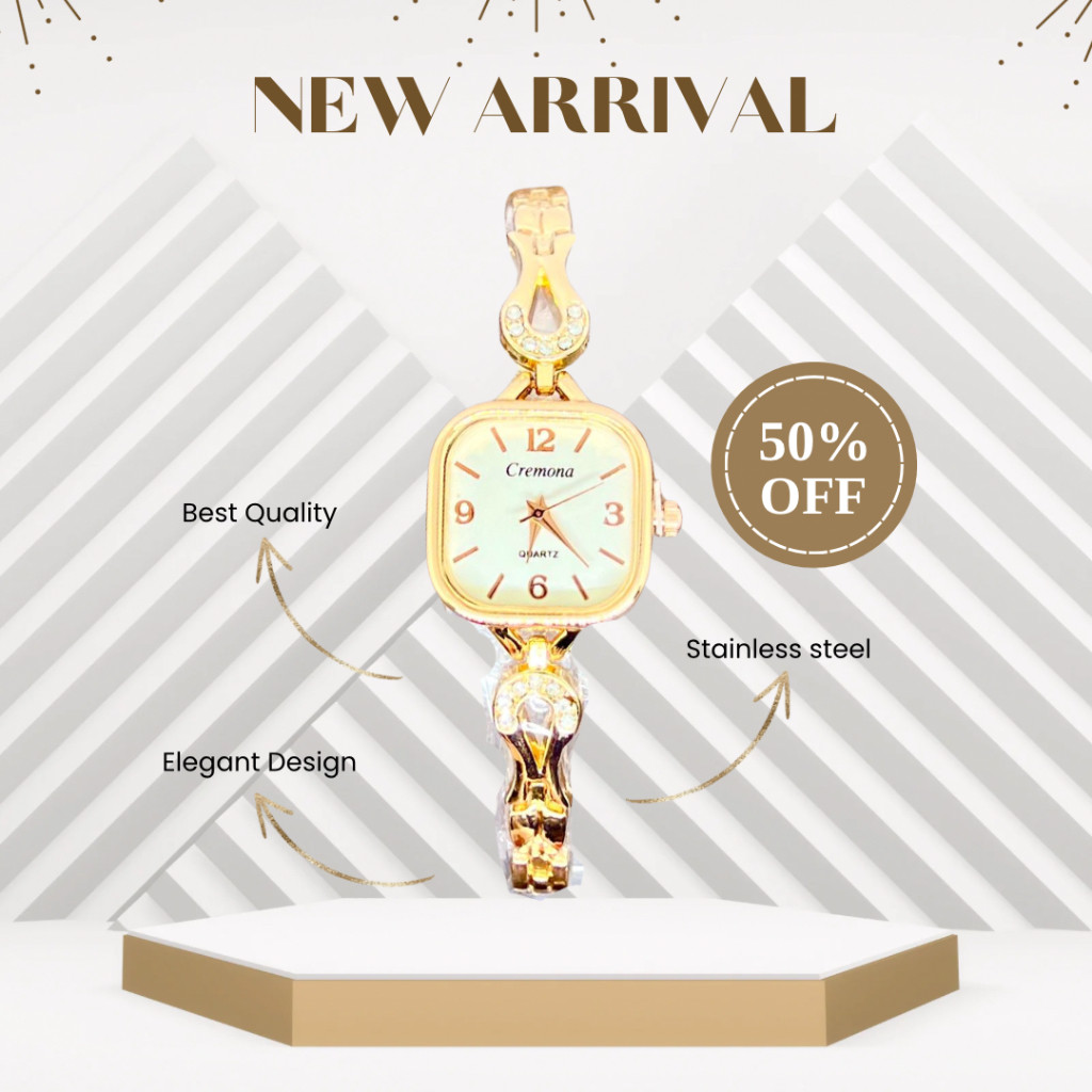 Jam Tangan Cewek Model Kotak Rantai Mini Fashion Wanita Simple Elegan