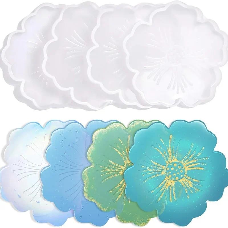 

DIY Flower Shape Coaster Silicone Mold for Epoxy Resin DIY Handmade Craft Fruit Dish Molds Clay Plaster Casting Mould Home Decor