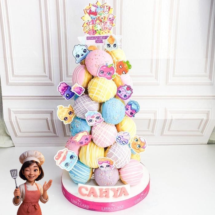 

Donat Ultah/Donat Tower Tema Shopkins/Donat Birthday Catering Malang DMT