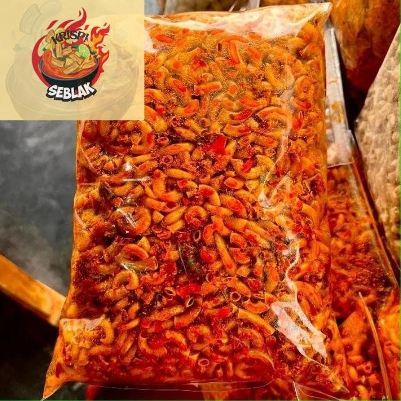 

Seblak krispi Makaroni bumbu cikruh 500gr / makaroni pedas daun jeruk. s Seblak