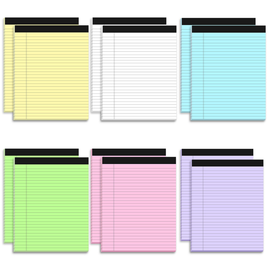 

Legal Pads 8.5 x 11 Wide Ruled - Note Pads 40 Sheets/Pad Colored Notepad Paper with Sturdy Back