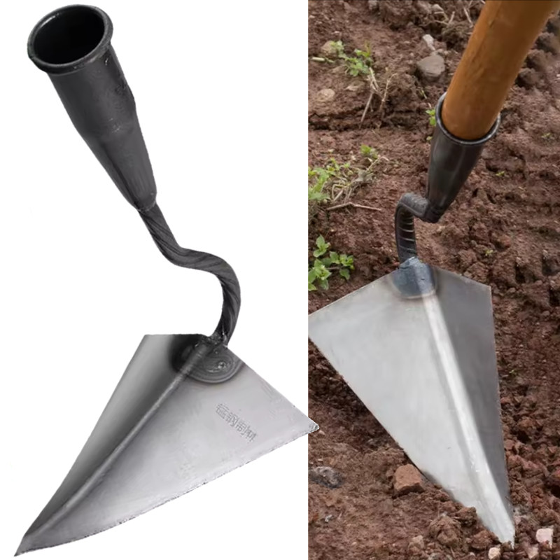 Cangkul Tip Besar Baja Mangan Cangkul Anti Lengket Tanah Sawah Cangkul Segitiga