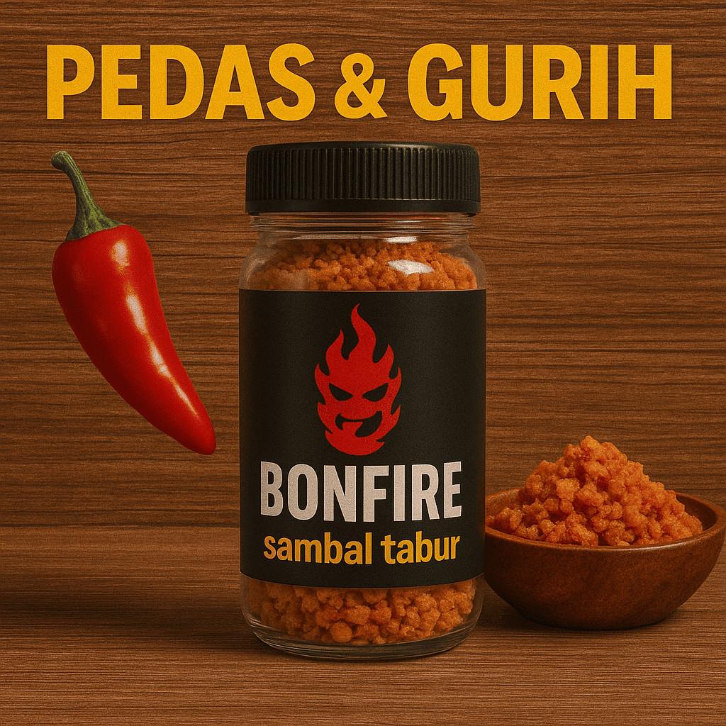 

BONFIRE 1 Botol All Varian Sambal Tabur Pedas Kering Nampol Siap Saji Gurih Langsung Santap isi 100g