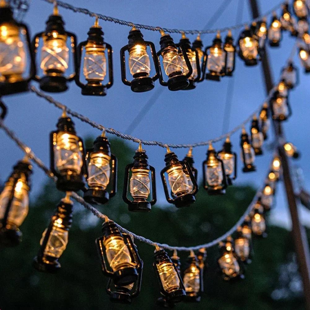

1 Set Black Oil Lamp String Lights 2m 10 Lights Battery Powered Fairy Tale Lights for Living Room Party Wedding Courtyard