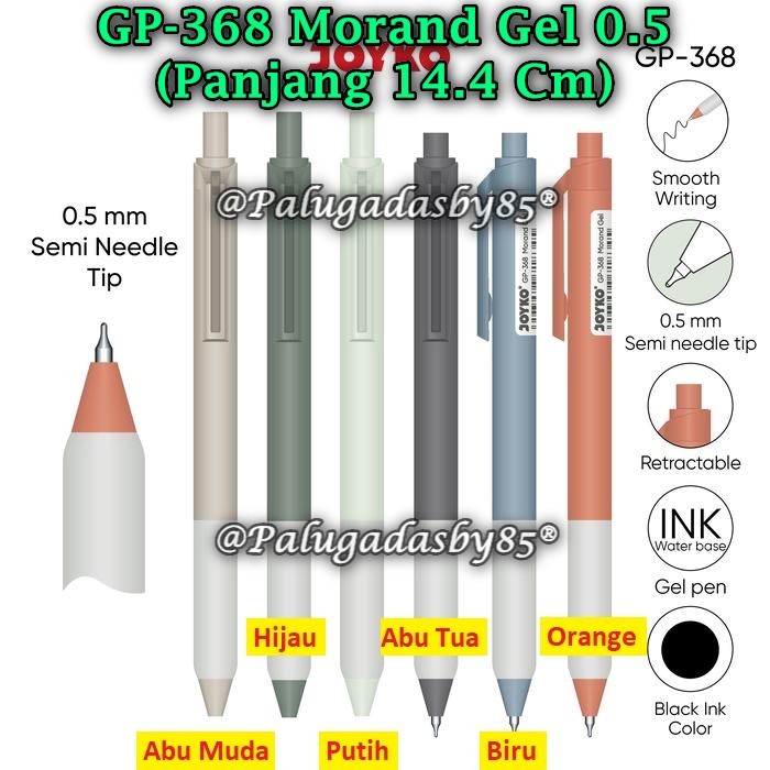 

(1 Biji) Bolpen JOYKO GP-368 Morand 0.5 Gel Pen Hitam / Gel Pen Pulpen Pena Joyko GP-368 (1 Biji)