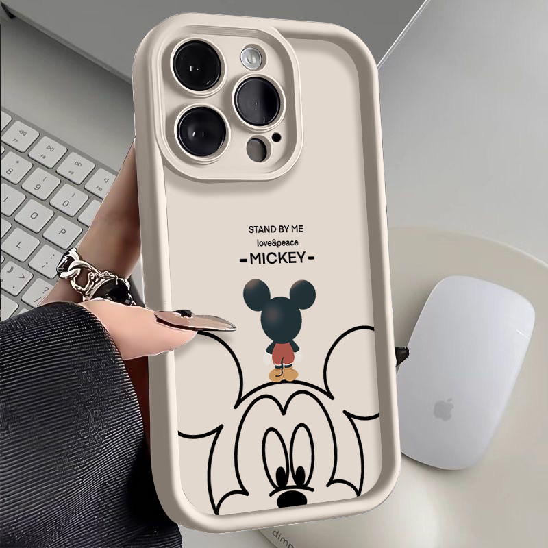 Kartun mickey Casing Untuk IPhone 16 11 15 13 14 12 Pro Max 7Plus 8Plus SE 2020 XR X XS Max 16 7 8 6